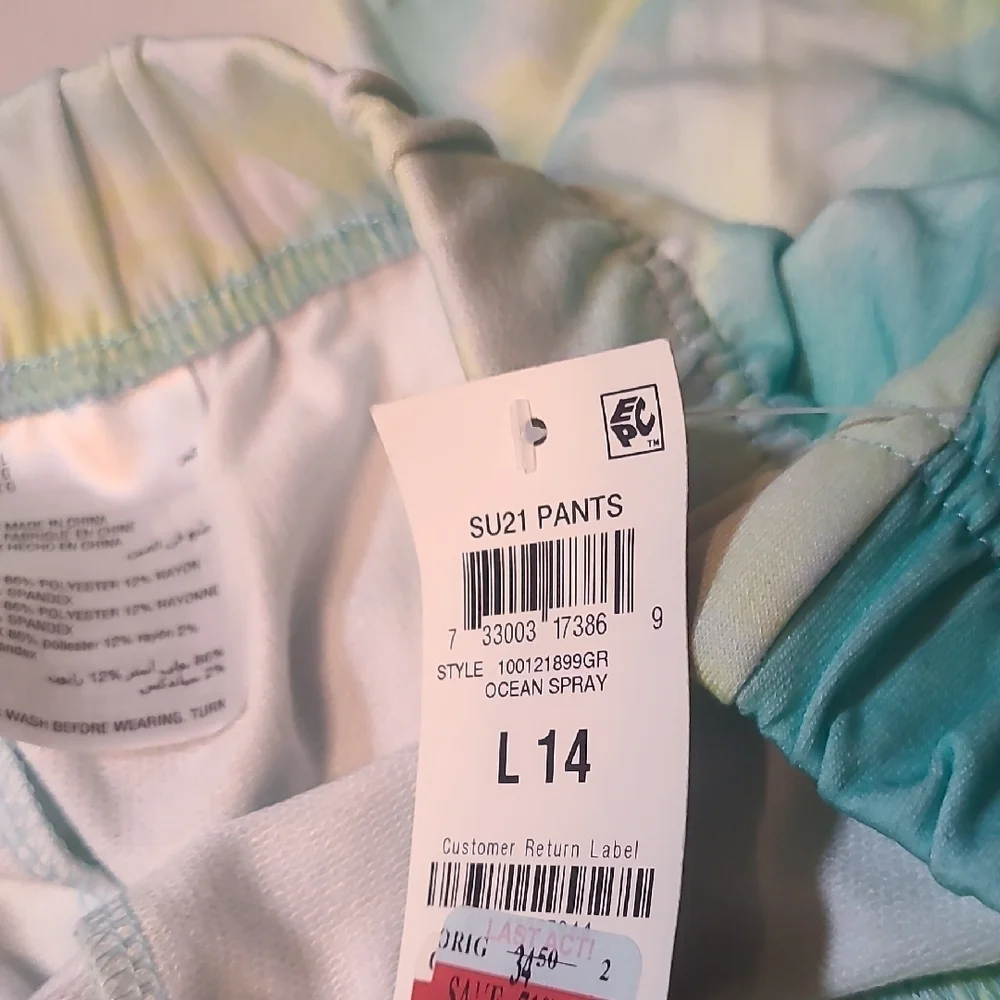 Ideology Girls Tie-Dye Joggers With 2 Slash Side Pockets Size 14 NWT
